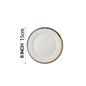 Porcelain Gold Rim Dessert Plate  6in